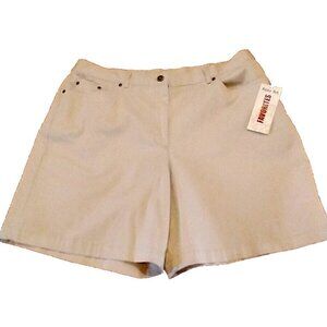 Ruby Rd. 5-Pocket Beige Tan Shorts Womens Flat Front Stretch Waist - Sz 18 NWT